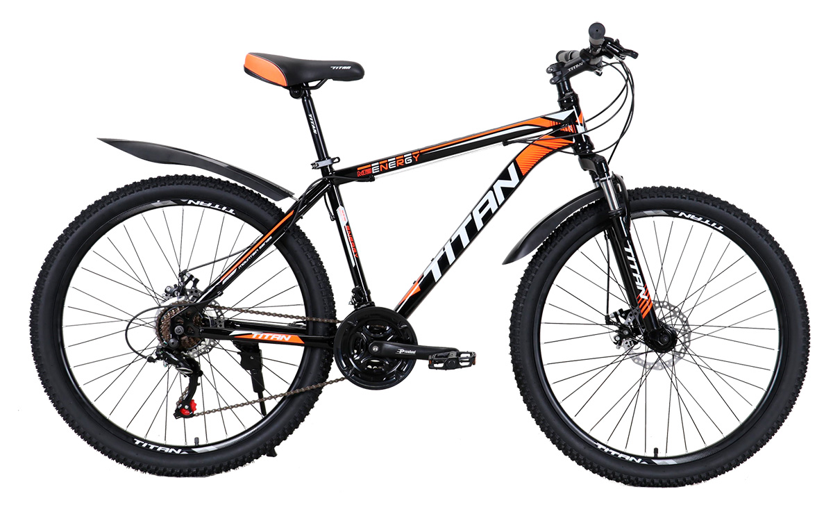 Фотография Велосипед Titan Energy 29" 2021, размер L, Черно-оранжевый